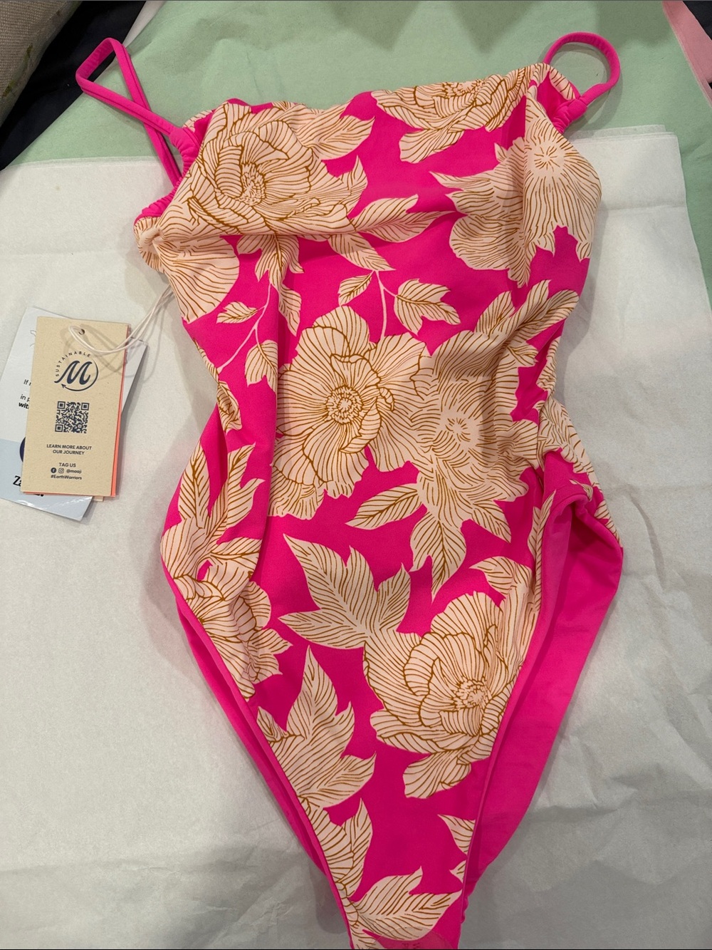 Maaji Hot Pink reversible One-Piece Swimsuit with Cream Floral